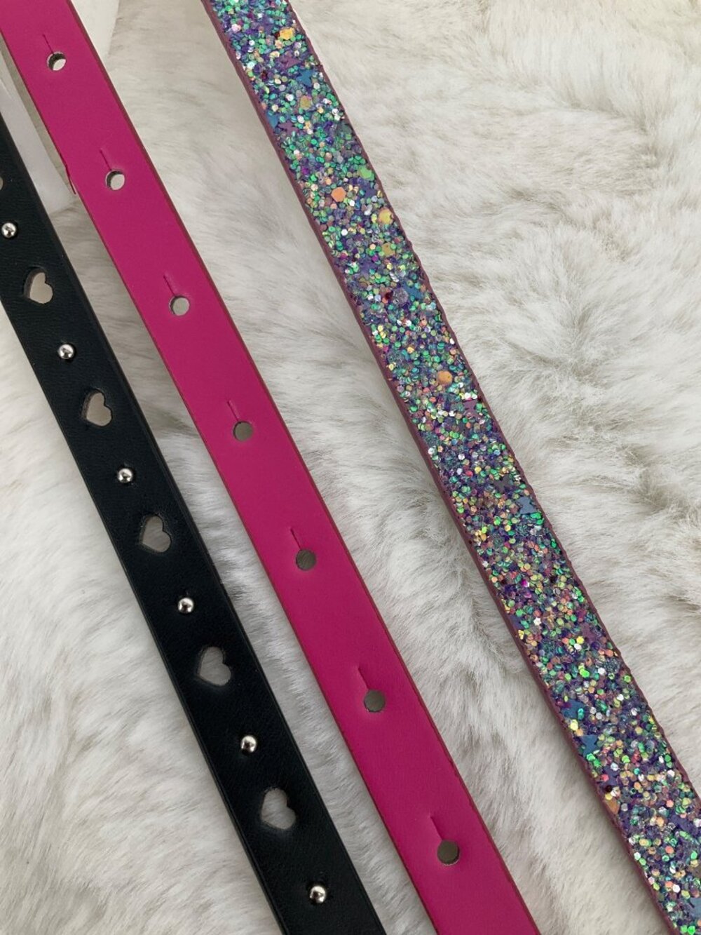 Cat & Jack size Small 3-piece Adjustable belt set, Girl's Glitter, Pink, Black - Picture 3 of 5